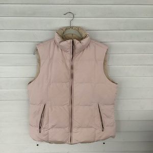 Polo Reversible quilted down puffer vest Pink and Tan